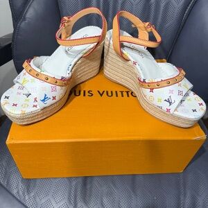 Louis Vuitton Colorful Wedge Sandals Size 38